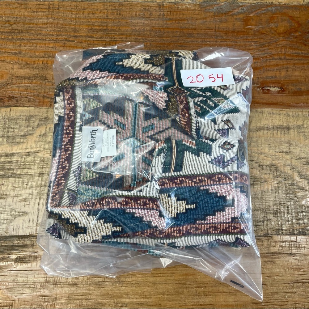 Bonworth Aztec Print Sw Style Button Up Jacket Sm… - image 7